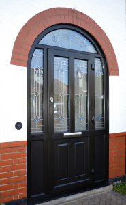 Edwardian Period Door in black with arched frame