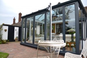 Bifold Door image on an anthracite grey conservatory