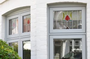 Pearl Grey Flush Windows with Coloured Fanlights